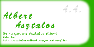 albert asztalos business card